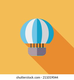 Hot Air Balloon flat icon with long shadow