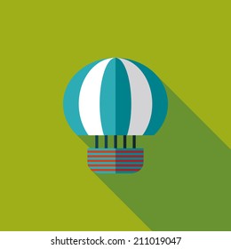 Hot Air Balloon flat icon with long shadow