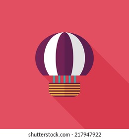 Hot Air Balloon flat icon with long shadow