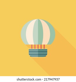 Hot Air Balloon flat icon with long shadow