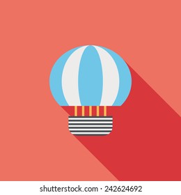 Hot Air Balloon flat icon with long shadow,eps10