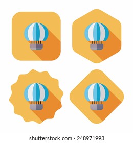 Hot Air Balloon flat icon with long shadow