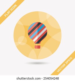 Hot Air Balloon flat icon with long shadow