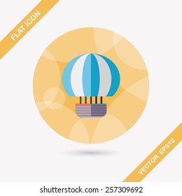 Hot Air Balloon flat icon with long shadow