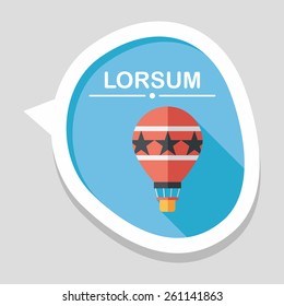 Hot Air Balloon flat icon with long shadow,eps10