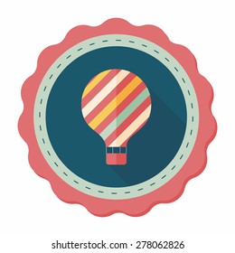 Hot Air Balloon flat icon with long shadow