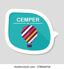 Hot Air Balloon flat icon with long shadow