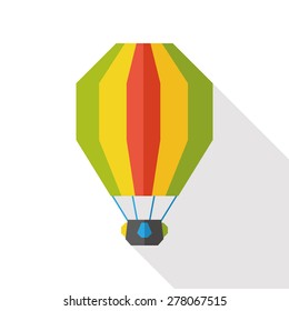 hot air balloon flat icon with long shadow