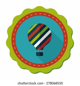 Hot Air Balloon flat icon with long shadow