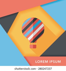 Hot Air Balloon flat icon with long shadow