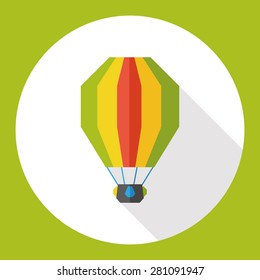 hot air balloon flat icon with long shadow