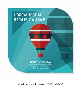 Hot Air Balloon flat icon with long shadow,eps10