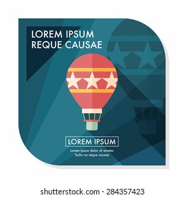 Hot Air Balloon flat icon with long shadow,eps10