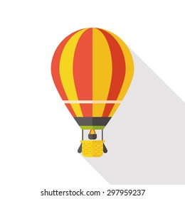 Hot Air Balloon flat icon with long shadow