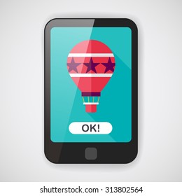 Hot Air Balloon flat icon with long shadow,eps10
