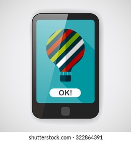 Hot Air Balloon flat icon with long shadow