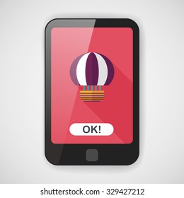 Hot Air Balloon flat icon with long shadow