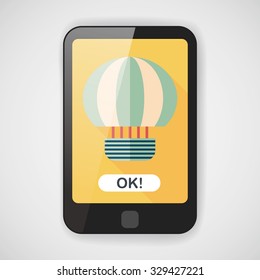 Hot Air Balloon flat icon with long shadow