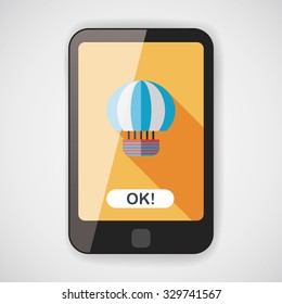 Hot Air Balloon flat icon with long shadow
