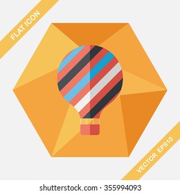 Hot Air Balloon flat icon with long shadow