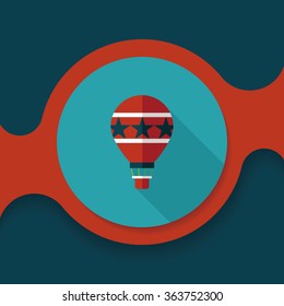 Hot Air Balloon flat icon with long shadow,eps10
