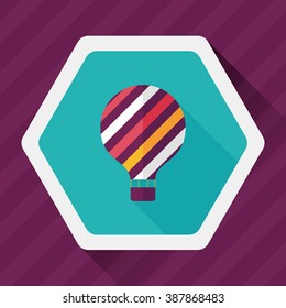 Hot Air Balloon flat icon with long shadow