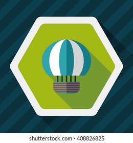 Hot Air Balloon flat icon with long shadow