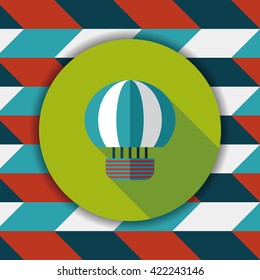 Hot Air Balloon flat icon with long shadow