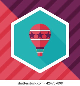 Hot Air Balloon flat icon with long shadow,eps10