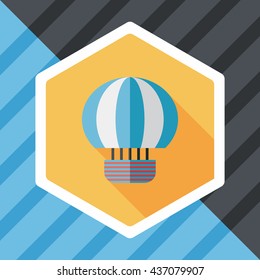 Hot Air Balloon flat icon with long shadow
