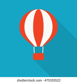 Hot air balloon. Flat icon vector illustration. 