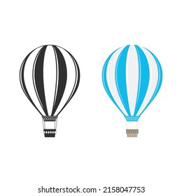 Hot Air Balloon in flat style. Colorful Aerostat balloon set isolated on white background. Travel icon. Vintage Transport concept. Vector illustration. EPS 10.