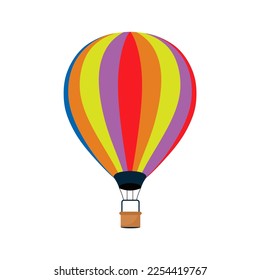 Hot Air Balloon in flat style. Sky transport for tourists traveling. Hot Air Balloon for flying journey isolated on white. vector illustration