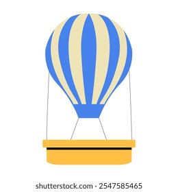 Hot Air Balloon In Flat Vector Illustration Symbolizing Adventure, Travel, And Scenic Flights, Isolated On White Background