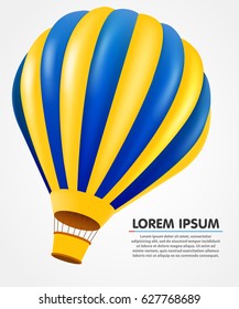 Hot air balloon in flight background. Vector illustration