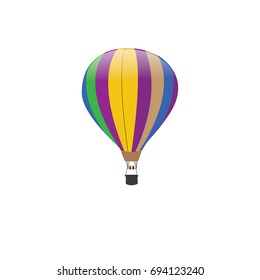 Hot air balloon in flight isolated on white