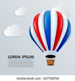 Hot air balloon flight in sky background. Vector illustration