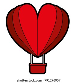 hot air balloon flying with heart shape