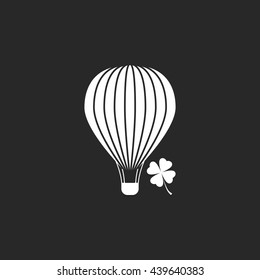 Hot air balloon flying sign simple icon on background