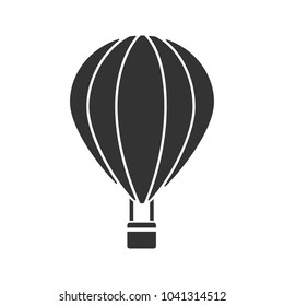 Hot air balloon glyph icon. Aerostat. Silhouette symbol. Negative space. Vector isolated illustration