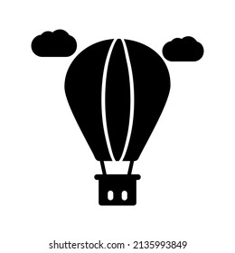Hot Air Balloon Glyph Icon Black Design