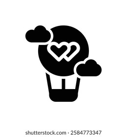Hot Air Balloon Glyph Icon. Hot Air Balloon Icon