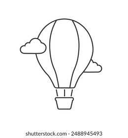 Hot air balloon glyph line icon. Aerostat. Silhouette symbol. Negative space. Vector isolated illustration