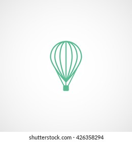 Hot Air Balloon Green Flat Icon On White Background