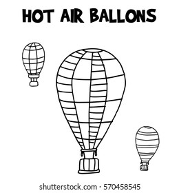 Hot air balloon with hand draw vector