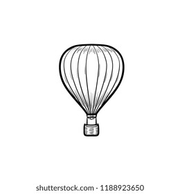 Hot air balloon hand drawn outline doodle icon. Travel and adventure,