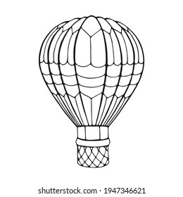 Hot air balloon hand drawn outline doodle. Vector illustration.