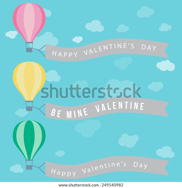 Download Hot Air Balloon Happy Valentines Day Stock Vector (Royalty ...