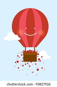 hot air balloon with hearts vector/illustration