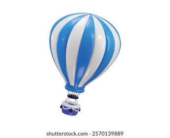 Hot air balloon icon 3d rendering vector illustration